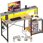 AODK Escritorio con iluminación LED para entorno de juego y trabajo.