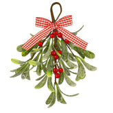ataseat muerdago navideno artificial con lazo cuadros, ideal para puertas