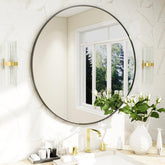 BEAUTYPEAK espejo redondo de 20 pulgadas con marco negro realza la amplitud del espacio