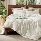 Bedsure cubreduvet algodón lavado con textura de lino marfil para cama extragrande, estilo elegante