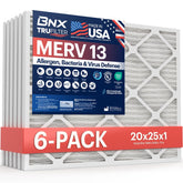 BNX TruFilter 20x25x1 MERV 13, paquete de 6 para HVAC