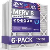 BNX TruFilter 12x12x1 con MERV 8 para sistemas de climatización domésticos