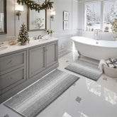 BSICPRO juego de alfombras chenille gris, dos piezas, para mayor absorción en el baño.