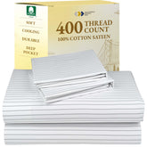 California Design Den sábanas Reina rayas finas, sateen 400 hilos, suave y duraderas