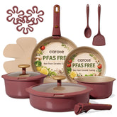 CAROTE 18 piezas sartenes antiadherentes con titanio para cocción suave y limpieza fácil.