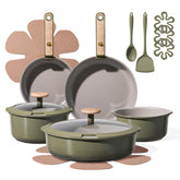 CAROTE juego cerámico 18 piezas con mango desmontable, ahorro de espacio en la cocina