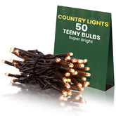 Clavoris Teeny Lights 50ct bombillas marrón cordón para iluminación suave en interiores.