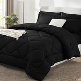Conjunto CozyLux tamaño Reina: vista general del juego de cama negro y suave