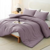 CozyLux Conjunto Cobertor Reina purpura polvorienta, textura suave para dormir cómodo.