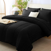 Cozylux conjunto colcha tamaño reina 7 piezas negro, uso todo el año