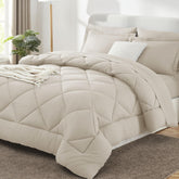 CozyLux edredón queen beige, suave y transpirable para todo el año