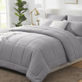 CozyLux edredón reina gris, tacto suave y cálido para todas las estaciones.