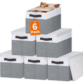 Criusia cestas con tapas apilables para armario y organización eficiente.