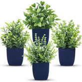 Der Rose planta artificial azul en maceta para escritorio, decoración elegante