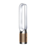 Dyson Purificador TP09 frontal en blanco y oro para aire más limpio en toda la habitación.