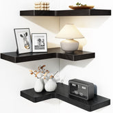 Fixwal estante de esquina curva en madera de pino natural, diseño elegante.