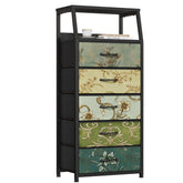 Furnulem cajonera retro de 5 cajones: frente con tapa de madera para dormitorio.