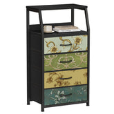 Furnulem cajonera retro para dormitorio con 4 cajones y tapa de madera, almacenamiento compacto