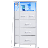 Furnulem cómoda dormitorio alta con luz led para crear ambiente y confort nocturno.