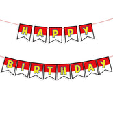 Gosknor banner de cumpleaños cartoon en rojo, blanco y amarillo para decoración duradera