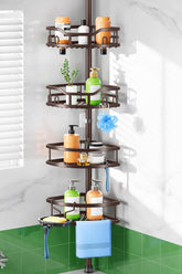 HAMITOR organizador de ducha en esquina con 4 niveles, ideal para baños pequeños