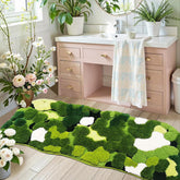 Alfombra Hifuwan musgo verde con hojas 3D para baño acogedor.