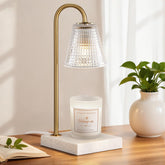 Hong-in lampara calentar velas con base de madera y acabado dorado para sala acogedora