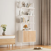 INNOD estante-escalera-5-niveles-armario-cerrado, ideal para exhibir libros y almacenar objetos.