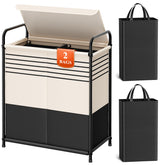 Kitsure canasta de lavandería con tapa y dos compartimentos para clasificar ropa