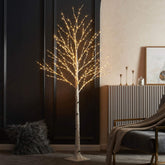 LITBLOOM Árbol de abedul iluminado de seis pies con LEDs cálidos para interiores y exteriores.