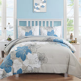 Luxudecor cobertor floral azul tamaño 90x90 para dormitorio elegante