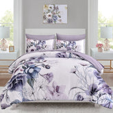 Luxudecor edredón floral Queen 90x90, suave al tacto y morado.