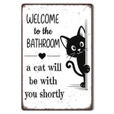MEIZIJI letrero de metal con gato negro para baño, decorativo y duradero.