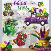 Mfault pegatinas para ventana con fleur-de-lis morado, decoración festiva