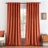 Cortinas MIULEE Velvet en naranja quemado, ideal para dormitorio con bloqueo de luz suave.