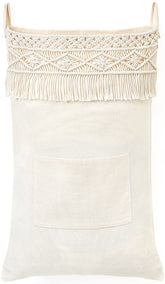 Mkono cesto de lavandería colgante de macramé, perfecto detrás de la puerta para ahorrar espacio.
