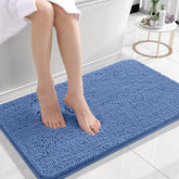 OLANLY alfombra baño 24x16 azul aciano, chenille suave para pies cómodos al salir de la ducha