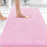 OLANLY Alfombra de baño con chenilla suave rosa para pies cálidos