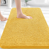 Alfombra OLANLY 30x20 amarilla: chenille suave para pies cómodos.