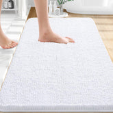 OLANLY alfombra de baño blanca con chenille suave para pies cómodos