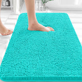OLANLY alfombra baño chenille suave muestra comodidad para pies en teal