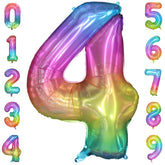 PatiCool globo número 4 arcoíris de 40 pulgadas para fiesta.