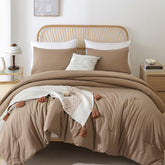 ROSGONIA Colcha Reina caqui oscuro, tacto suave para dormir cómodo.