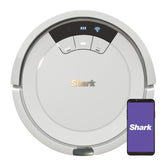 Shark AV752 ION Robot Vacuum visto de frente en blanco para limpieza diaria.