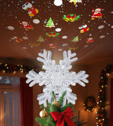 Topper Tenmiro para árbol navideño con proyector 360° proyecta patrones dinámicos.