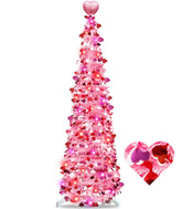 TURNMEON árbol navideño rosado de 5 pies con luces, ideal para ambientar espacios.