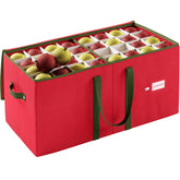 URBUNDY caja de almacenamiento para adornos navideños rojos con divisiones para organización segura.