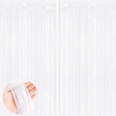 Cortina blanca de franjas UWPVOWSR, fondo festivo y llamativo