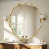 VooBang espejo oro ondulado redondo, aporta amplitud y brillo elegante.