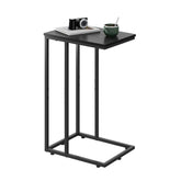 WLIVE mesa lateral curva negra junto al sofá, ideal para bebidas y mando